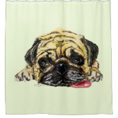 Funny Shower Curtain met Pug Dog - Uw kleuren Douchegordijn (Voorkant)
