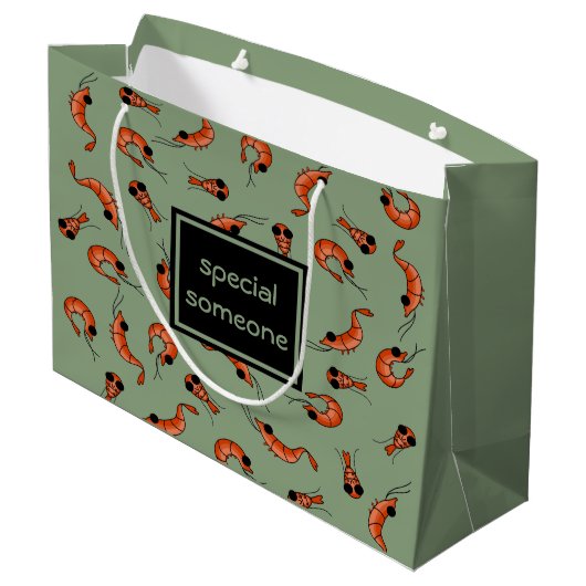 Funny shrimp custom gift bag large cadeautasje (Achterkant Gekanteld)