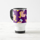 Funny Shrimp Musician Seafood Humor Cartoon Reisbeker (Voorkant links)