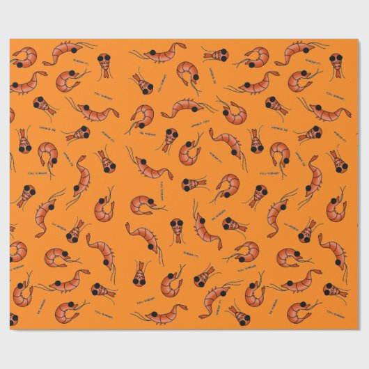 Funny shrimp wrapting paper cadeaupapier (Vlak)