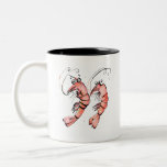Funny Shrimps, "shrimply the best" roze garnalen Tweekleurige Koffiemok<br><div class="desc">Inkt en waterverf Shrimp design. Typisch van mijn levendige, expressieve en illustratieve tekenstijl met lijnvariaties, tekens, spatten en splatters. Het is mijn doel om de schoonheid en de geit uit te drukken in het portret Animal I om een glimlach op je gezicht te brengen, ik hoop dat mijn missie is...</div>