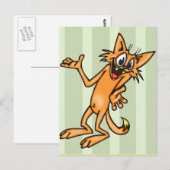 Funny Shrugging Cartoon Cat Briefkaart (Voorkant / Achterkant)