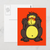Funny shy gorilla briefkaart (Voorkant / Achterkant)