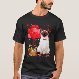 Funny Siamese Cat Heart Valentijn Cat Lover T-shirt