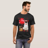 Funny Siamese Cat Heart Valentijn Cat Lover T-shirt (Voorkant volledig)
