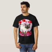Funny Siamese Cat Heart Valentine Day Gift  T-shirt (Voorkant volledig)