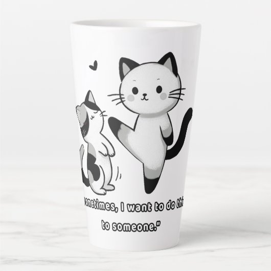 Funny Siamese Cat Kick Illustration Latte Mok (Voorkant)