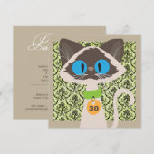 Funny Siamese Cat Script 30th Birthday Party Kaart (Voorkant / Achterkant)
