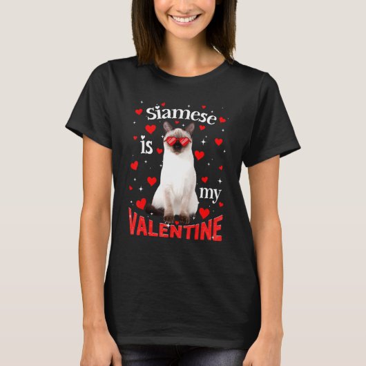Funny Siamese is mijn Valentijn die pap kat met ma T-shirt (Voorkant)
