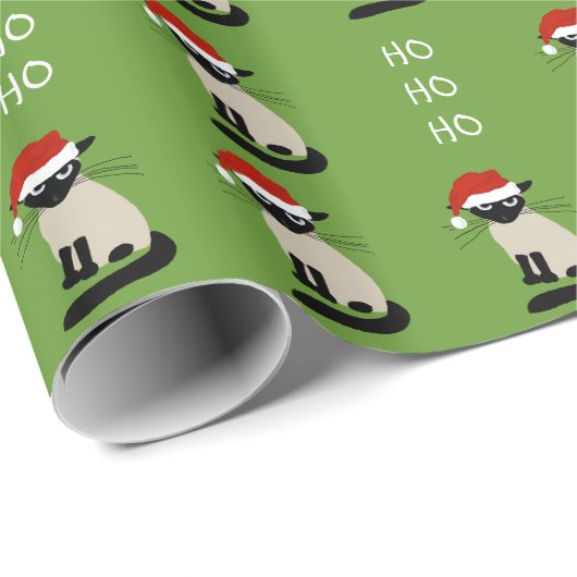 Funny Siamese kerstcadeat - Aangepaste feestdagen Cadeaupapier (Rol Hoek)