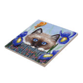 Funny Siamese Ragdoll Birmese kat Irises Tegeltje (Zijkant)
