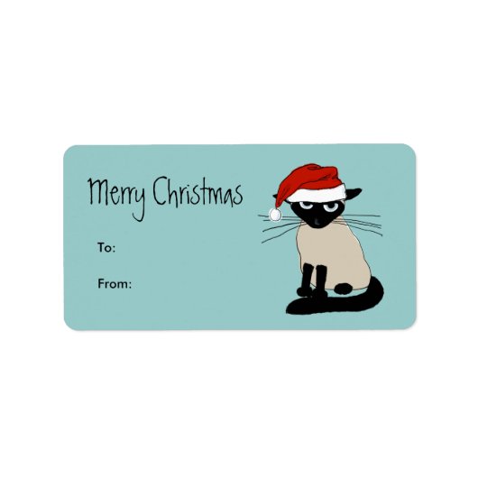Funny Siamese Santa Kerstfeestdag Gift Labels (Voorkant)