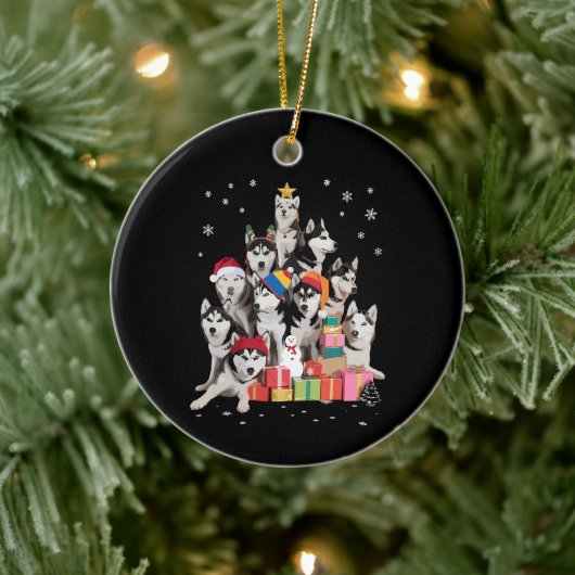 Funny Siberian Husky Christmas Tree Pet Dog Lover  Keramisch Ornament (Boom)