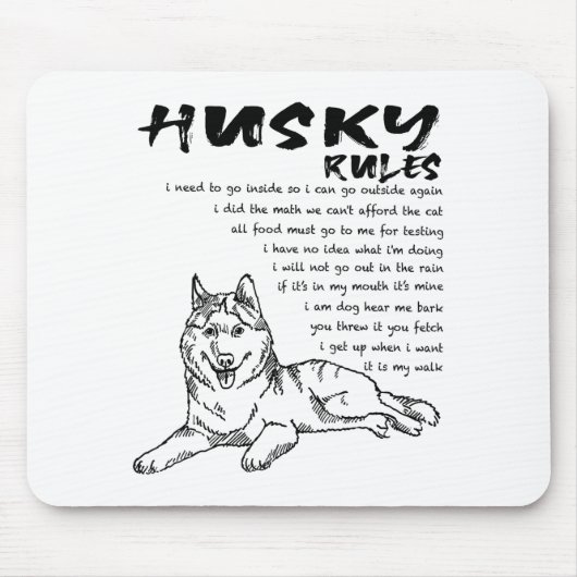Funny Siberian Husky Dog Hand Drawn Art Men Women Muismat (Voorkant)
