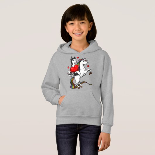 Funny Siberian Husky Dog Riding Unicorn (Voorkant volledig)