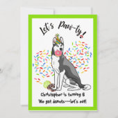 Funny Siberian Husky Donuts Birthday Party Kaart (Voorkant)