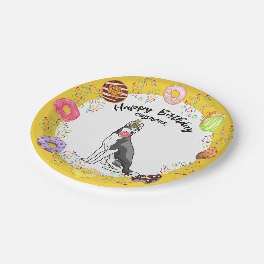 Funny Siberian Husky Donuts Birthday Party Papieren Bordje (Gekanteld)