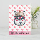 Funny Siberian Husky Ik wil jullie Valentijnsdag g Feestdagenkaart (Staand voorkant)
