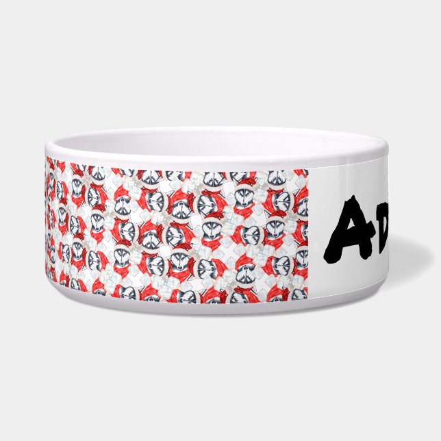 Funny Siberian Husky Name Kerstpattern Voerbakje (Voorkant)