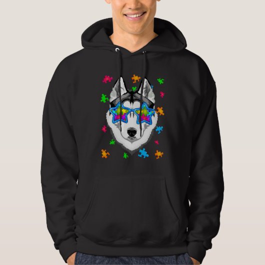 Funny Siberian Husky Puzzle Autism Awareness Dog Hoodie (Voorkant)