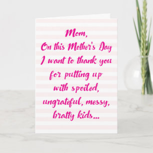 Funny Sibling Diss Moederdag Card Kaart