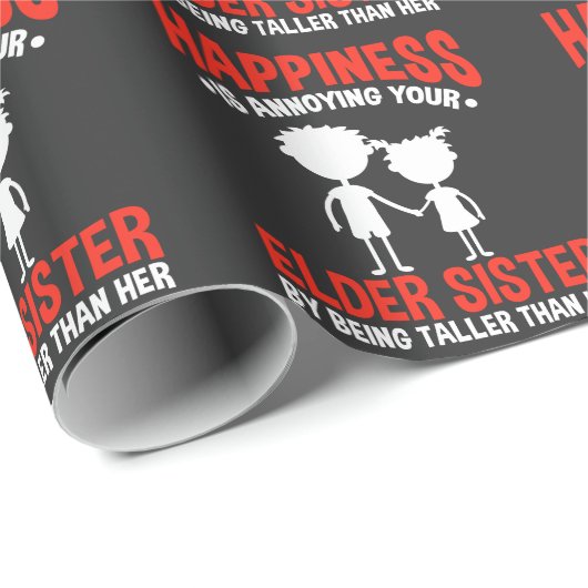 Funny Sibling Little Brother Short Old Sister Cadeaupapier (Rol Hoek)