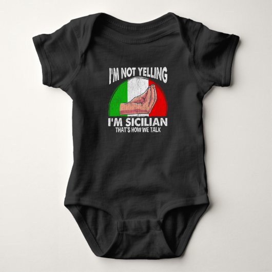 Funny Sicily Quote voor Yelling Sicilian Romper (Voorkant)