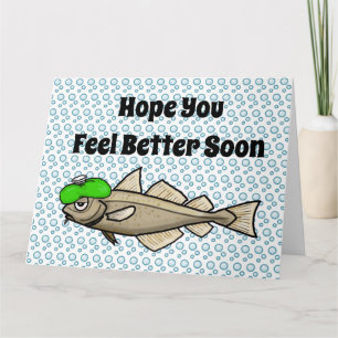 Funny Sick Cod Get Well Card Kaart