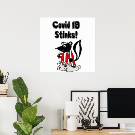 Funny Sick Skunk Covid 19 Stinks Poster (Thuiskantoor)