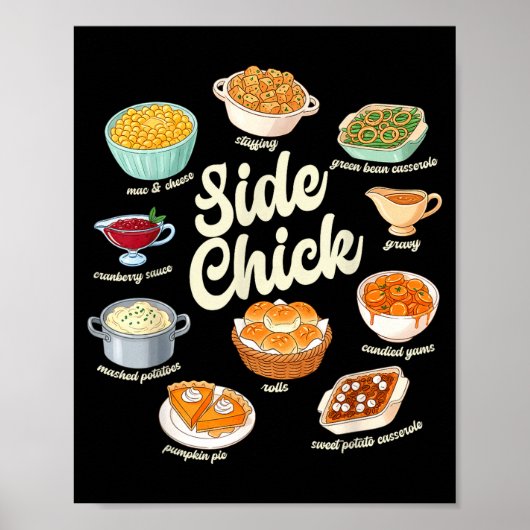 Funny Side Chick Thanksgiving For Men Women Poster (Voorkant)