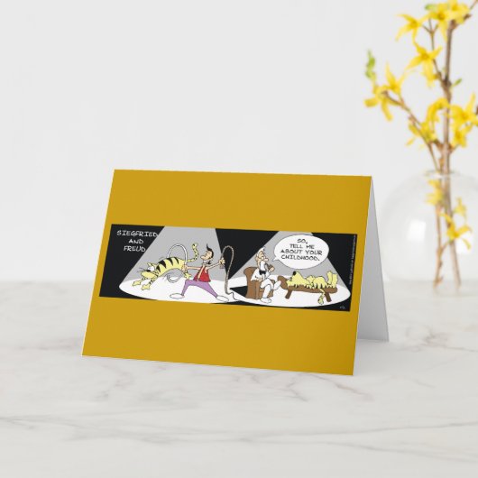 Funny Siegfried en Freud Kaart (Gele Bloem)