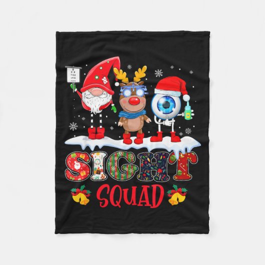 Funny Sight Squad Gnome Reindeer Santa Christmas O Fleece Deken (Voorkant)