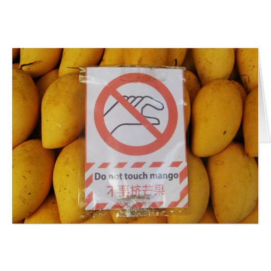 Funny Sign "Do not touch mango"-Kaart (Voorkant Horizontaal)