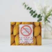 Funny Sign "Niet aanraken mango" Briefkaart (Staand voorkant)