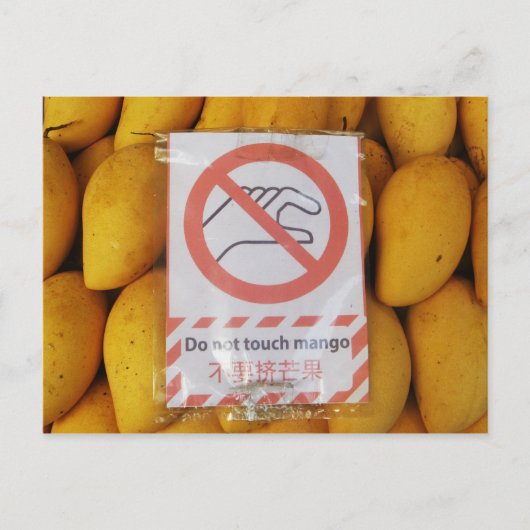 Funny Sign "Niet aanraken mango" Briefkaart (Voorkant)