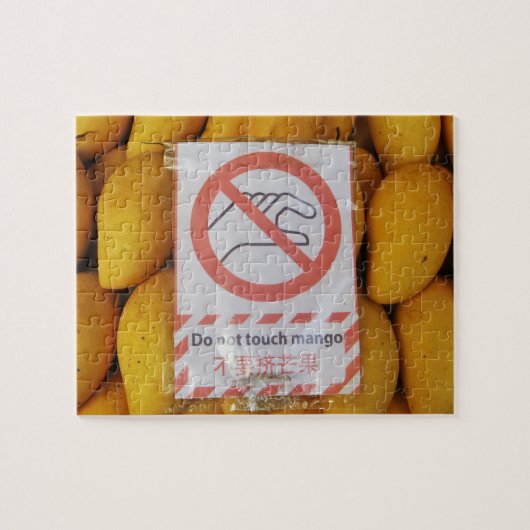 Funny Sign "Niet aanraken mango" Legpuzzel (Horizontaal)