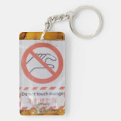 Funny Sign "Niet aanraken mango" Sleutelhanger (achterkant)