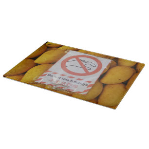 Funny Sign "Niet aanraken mango" Snijplank