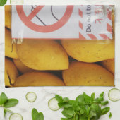 Funny Sign "Niet aanraken mango" Theedoek (Gevouwen)