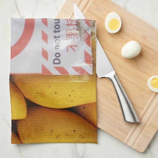 Funny Sign "Niet aanraken mango" Theedoek (Quarter Fold)