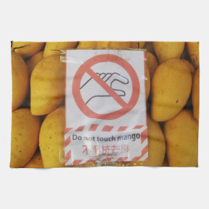 Funny Sign "Niet aanraken mango" Theedoek