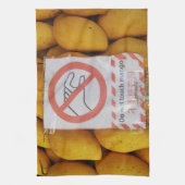 Funny Sign "Niet aanraken mango" Theedoek (Verticaal)