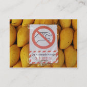 Funny Sign "Niet aanraken mango" Visitekaartje (Achterkant)