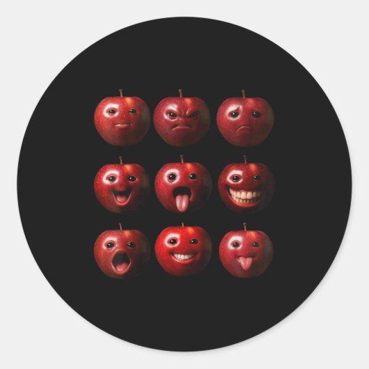 Funny Silly Ai Apple Gen Z Meme Brainrot Humor Fru Ronde Sticker (Voorkant)