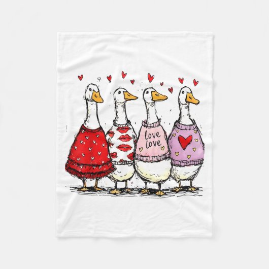 Funny Silly Goose Valentine Trendy Valentine's Day Fleece Deken (Voorkant)
