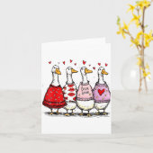 Funny Silly Goose Valentine Trendy Valentine's Day Kaart (Gele Bloem)
