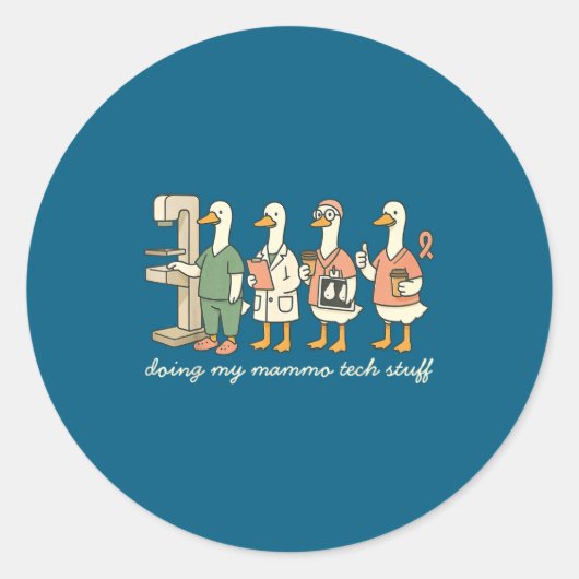 Funny Silly Tech Goose X Mammo Doing ray Mammograp Ronde Sticker (Voorkant)