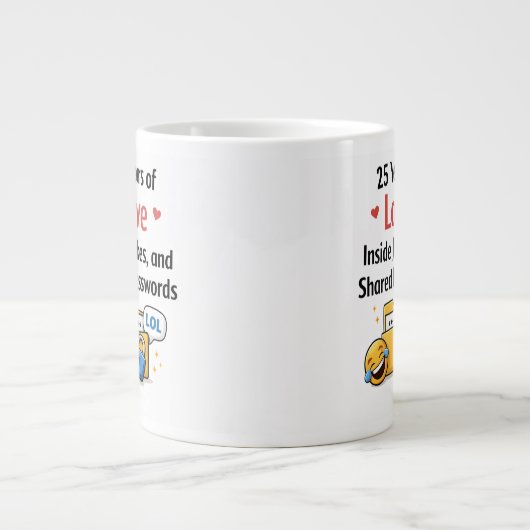 Funny Silver Wedding Anniversary Mug Gift Grote Koffiekop (Voorkant)