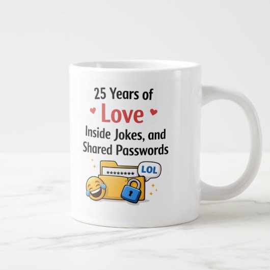 Funny Silver Wedding Anniversary Mug Gift Grote Koffiekop (Rechts)