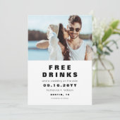 Funny Simple Free Drinken Photo Save the Date Card (Staand voorkant)